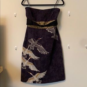 Anthropologie Flores’s navy/purple strapless dress